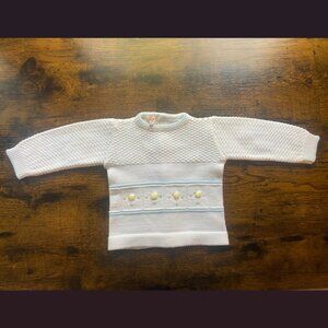 Vintage 80s Baby Sweater Embroidered Chicks & Buttons Infant Size 3-6 Mos